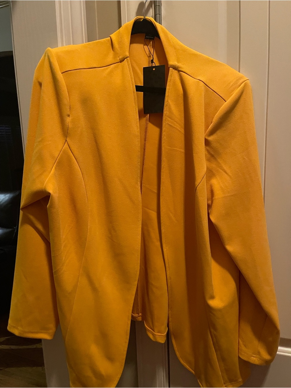 Women’s Open Front Blazer Jacket - Mustard Yellow